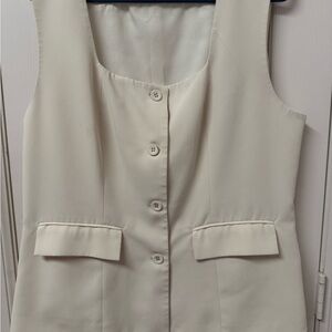 Cream Button-Down Sleeveless Vest